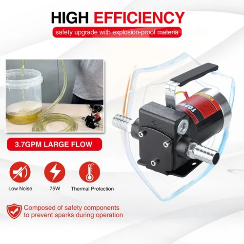 Miniatura 4 de TOPWAY Bomba de combustible de gasolina de 110 V CA, bomba de transferencia de aceite autocebante de 3.7 GPM con mango, bombeo reversible