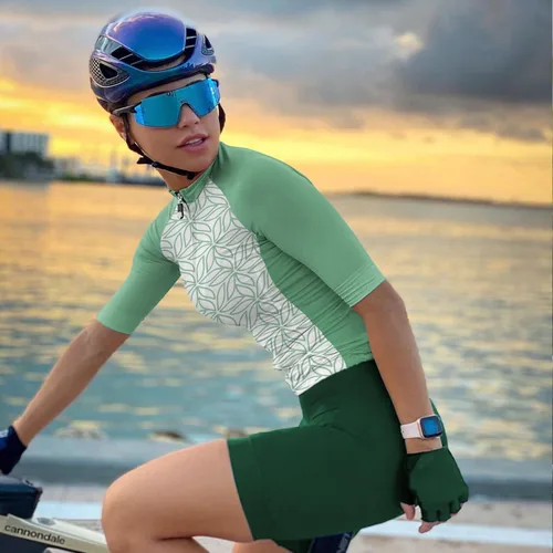 Miniatura 6 de Wulibike Camiseta de ciclismo para mujer, manga corta, camisetas de bicicleta para mujer, camiseta de ciclismo con tres bolsillos
