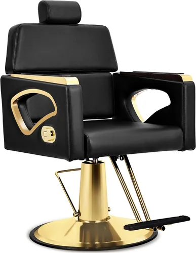 Miniatura 11 de All Black Salon Chair, Professional Hydraulic Barber Hair Styling Chair with 360° Swivel 135° Reclining, Multi-Function Braiding Hairdresser Chairs