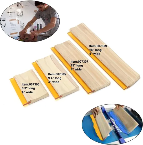 Miniatura 4 de Raspador de aceite de madera de goma para impresión de pantalla de seda de impresión manual 75 durómetro 6.3inch