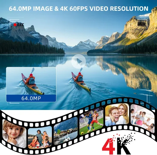 Miniatura 3 de Cámara de Video, Videocámara 4K, Cámara de 64MP 30FPS de Doble Lente con Micrófono Inalámbrico para Vlogging YouTube, Pantalla Ultra HD de 3