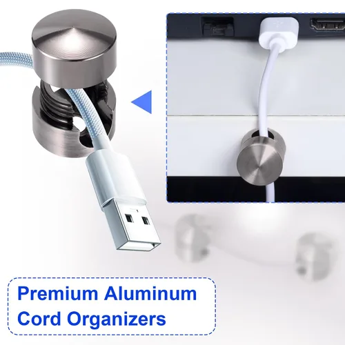 Miniatura 5 de SmallCat 2 juegos de soportes de cargador para cables, soportes de anclaje de cable ajustables negros, clips de cable de metal adhesivos