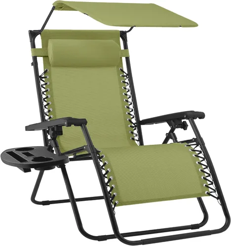 Miniatura 31 de Best Choice Products Sillón reclinable de 30 pulgadas de ancho con gravedad cero para exteriores, con toldo ajustable, reposacabezas, bandeja