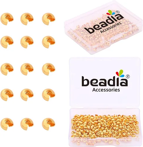 Miniatura 8 de BEADIA - Hebilla de línea de pesca cilíndrica chapada en oro de 14 quilates, tapas de extremo de 3.2 mm, 30 piezas para hacer joyas