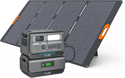Miniatura 16 de ALLWEI - Estación de energía portátil 300 W (pico 600 W) mejorada, banco de batería LiFePO4 de 256 Wh, generador solar con 6 puertos de salida