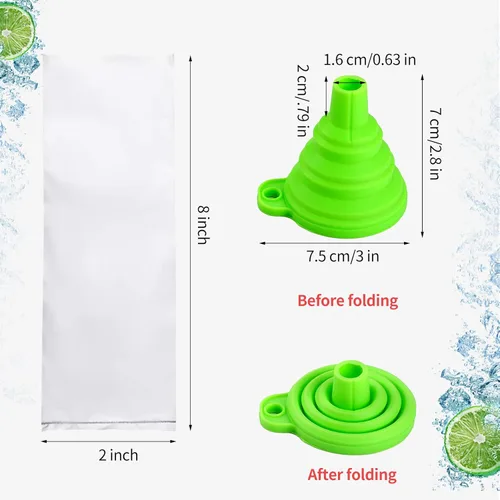 Miniatura 2 de Patelai 200 bolsas de helado de 2 x 8 pulgadas para bolis de hielo mexicanas para helados, bolsas para hacer dulces, helados