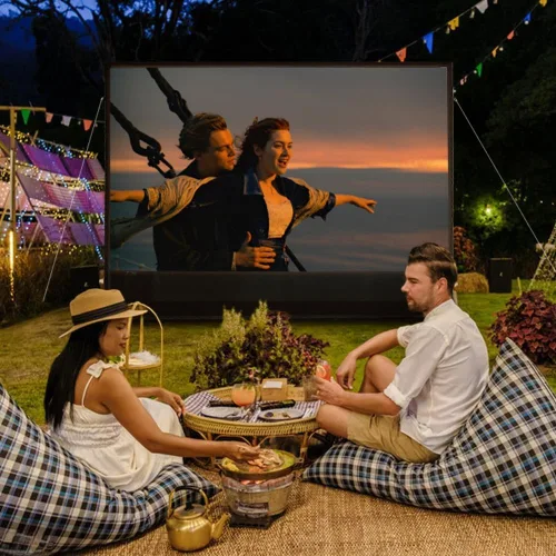 Miniatura 8 de Pantalla de proyector inflable I Diseño hermético sin soplador, hecho de lona de TPU, 120 pulgadas (equivalente a 16 pies) para uso en interiores