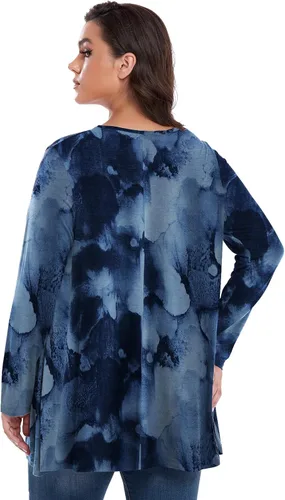 Miniatura 4 de OVERWORETY Camiseta tipo túnica de manga larga para mujer, plisada, casual, para otoño, para usar con leggings