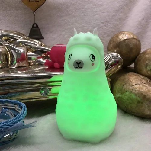 Miniatura 3 de Luz nocturna de alpaca para niños, lámpara de noche LED para habitación de los niños, luz de silicona suave recargable, brillo y colores ajustables