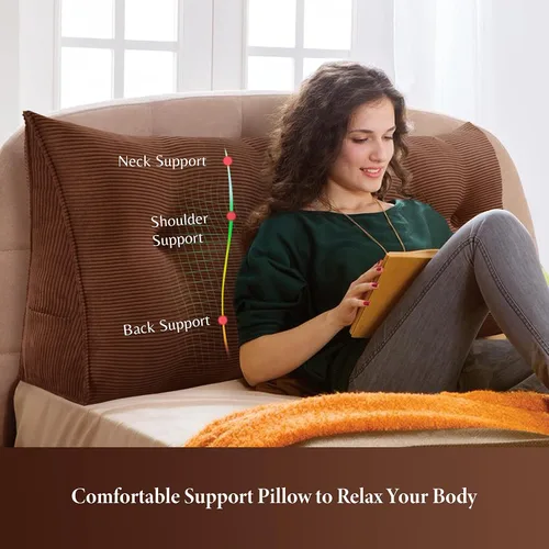 Miniatura 2 de Cojín triangular Vercart para cama y sofá en forma de cuña, para apoyar la espalda, para leer, soporte lumbar, con funda removible.