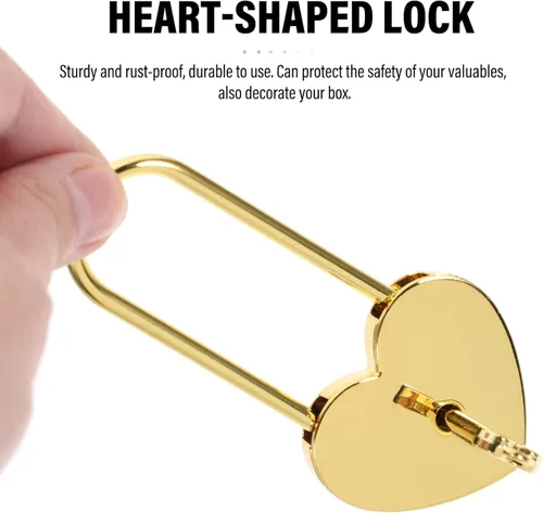 Miniatura 6 de Toddmomy 1 candado pequeño en forma de corazón, cerradura de corazón de metal con llave para caja de joyería, caja de almacenamiento, libro diario