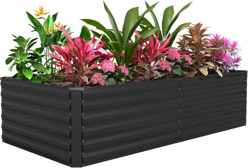 Miniatura 25 de Cama de jardín elevada con enrejado de arco para plantas trepadoras, cama de jardín elevada galvanizada, jardineras al aire libre para verduras