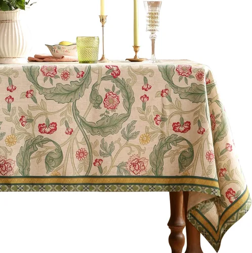 Miniatura 54 de patdrea - Mantel de lino floral, grueso, decorativo y francés para mesas rectangulares o cuadradas, para cocina y comedor, 55 x 79 pulgadas