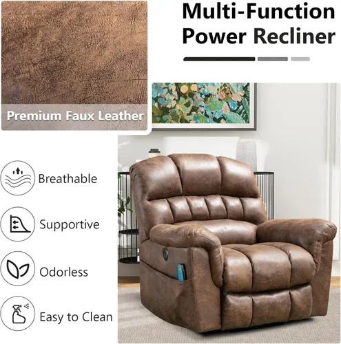 Miniatura 5 de HAOMARKETS Sillón reclinable de elevación eléctrica de gran tamaño con masaje y calor para personas mayores, silla reclinable de elevación eléctrica