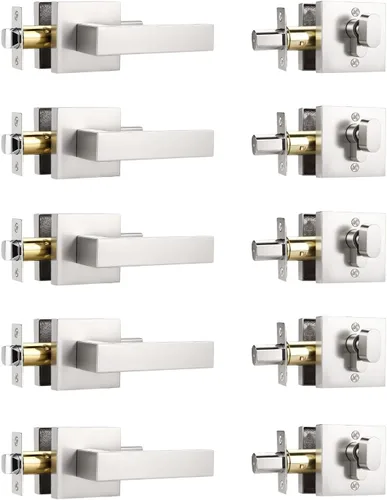 Miniatura 21 de KNOBWELL - Pomo resistente para puertas exteriores con cerradura de seguridad de doble llave y cuadrada; juego de picaportes para puertas