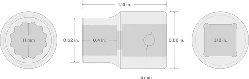 Miniatura 223 de TEKTON Encastre de 3/8 pulgadas x 0.669 in Zócalo de impacto de 12 puntos poco profundo SID12317