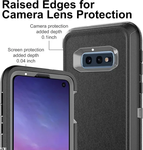 Miniatura 3 de Funda para Galaxy S10E: protección resistente a prueba de golpes 3 en 1, 2 películas nano a prueba de explosiones, negro/gris