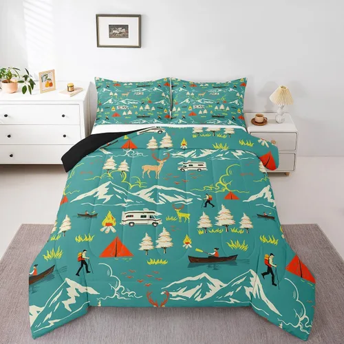 Miniatura 33 de Erosebridal Juego de edredón de pesca tamaño individual para hombres, juego de ropa de cama de peces de lubina para pescadores, niños de caza