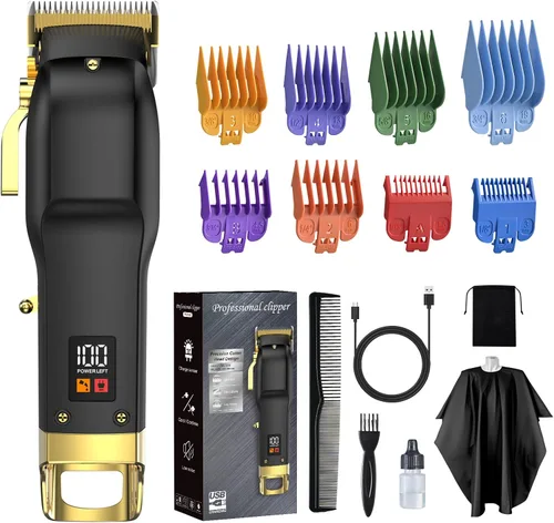 Cortapelos para hombres, recortadora de pelo inalámbrica para hombres con 8 protectores codificados por colores, kit profesional de corte de cabello