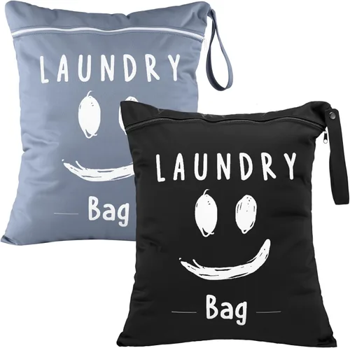 Miniatura 10 de Shappy 2 piezas de bolsa grande de lavandería para viajes, lavable, impermeable, húmeda y seca, bolsa grande para ropa sucia, para baño