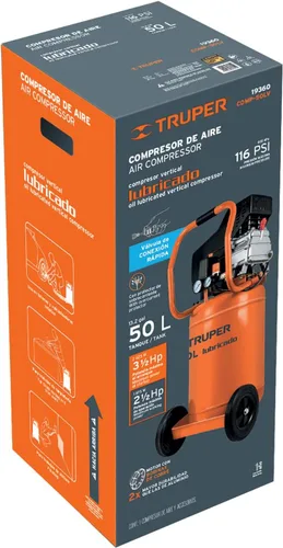 Miniatura 3 de TRUPER COMP-50LV Compresor de aire lubricado con aceite de 13 galones. Herramienta eléctrica de 120 voltios. 1 paquete