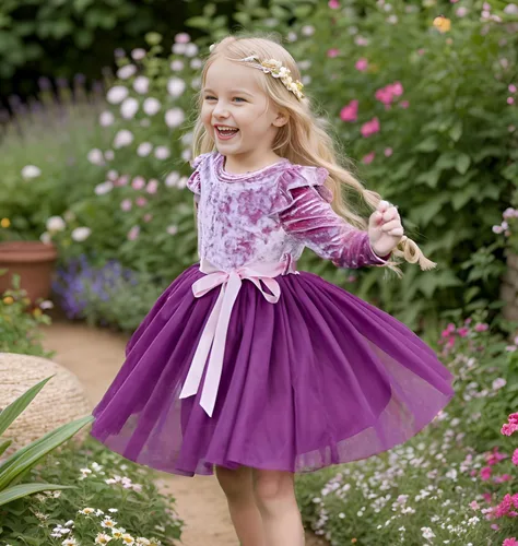 Miniatura 3 de Flofallzique Vestido de terciopelo de manga larga para niñas pequeñas, tutú de tul para cumpleaños, fiesta de té, vestidos de princesa de 1 a 10 años
