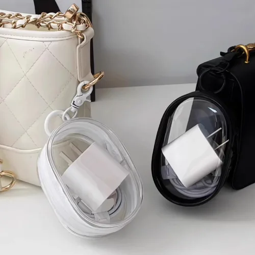 Miniatura 5 de Bolsa de almacenamiento de cables de carga, organizador compacto transparente para cables de datos de viaje, audífonos, más mini organizador