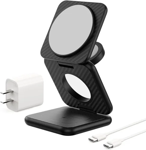 Miniatura 8 de KU XIU Cargador inalámbrico magnético plegable X40, estación de carga 3 en 1 para iPhone 17/16/15/14/13/12 y iPhone Air, carga rápida de 5 W