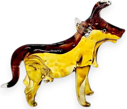 Figura de vaca miniatura soplada a mano de vidrio soplado a mano de 2.5 pulgadas de alto, figura de granja de animales, decoración coleccionable en