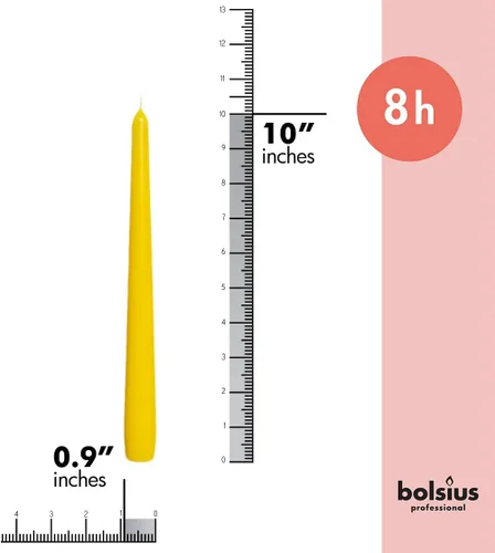 Miniatura 2 de BOLSIUS Velas cónicas amarillas – Paquete de 4 velas sin perfume de 10 pulgadas – 8 horas de tiempo de combustión – Calidad europea premium – Velas