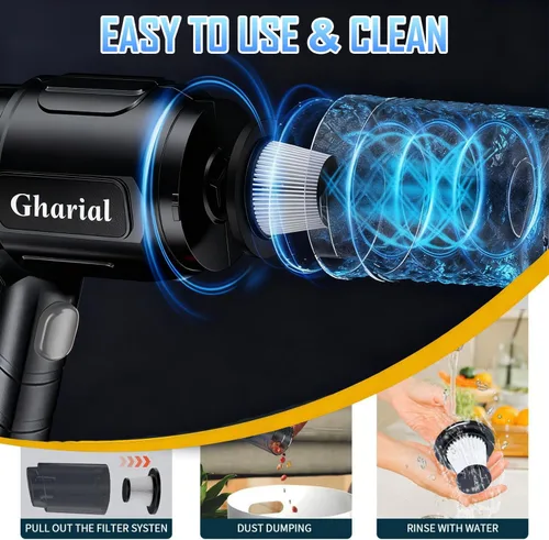 Miniatura 6 de Gharial Aspiradora de aire de mano para automóvil, aspiradora inalámbrica recargable de 35000 PA y plumero de aire, aspiradora de mano de alta