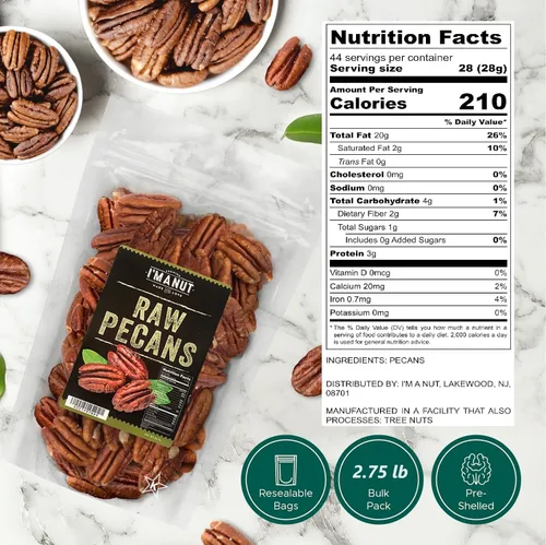Mitades de nuez cruda premium de 44 onzas (2.75 libras) | Cultivado en Estados Unidos, sin OMG | Probado por lotes sin gluten y maní | Sin PPO ni