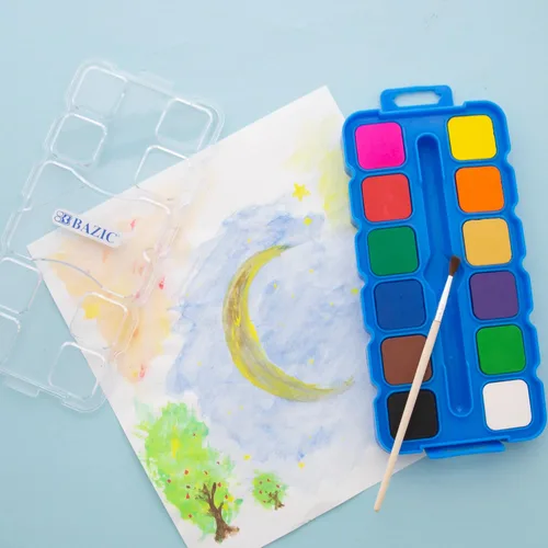 Miniatura 5 de BAZIC - Acuarela con paleta de pincel y mezcla, juego de pintura no tóxica de 12 colores, para suministros de arte divertidos para pasatiempos