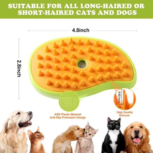 Miniatura 7 de Cepillo de vapor para gatos, 3 en 1, peine de eliminación de pelo de mascotas con vaporizador, peine Spritz para perros, espray de pulverización