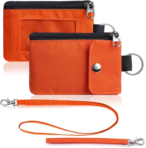 Miniatura 58 de Artpaxy Cartera minimalista para hombres y mujeres, llavero con bloqueo RFID, con cremallera, pequeña cartera con ventana de identificación, 2