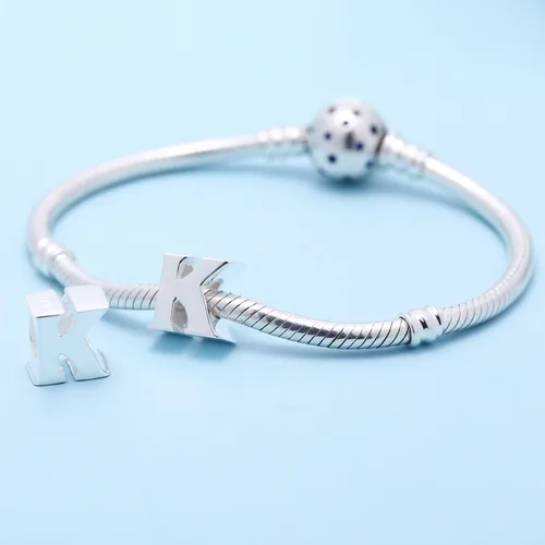 Miniatura 3 de Dijes de plata de ley 925 con letras del alfabeto que se ajustan a pulseras estilo Pandora, cuentas iniciales de la A a la Z para esposa, mamá