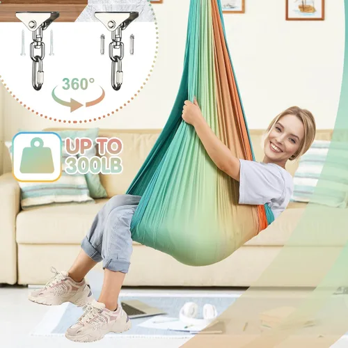 Miniatura 5 de Columpio Sensorial, Columpio Sensorial para Interior y Exterior para Niños y Adultos, Columpio de Abrazo de Doble Capa para Terapia para Niños