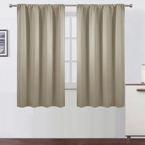Miniatura 106 de LEMOMO Cortinas opacas negras para cocina, 42 x 45 pulgadas, juego de 2 paneles de cortinas opacas con bolsillo para cortinero para ventana pequeña