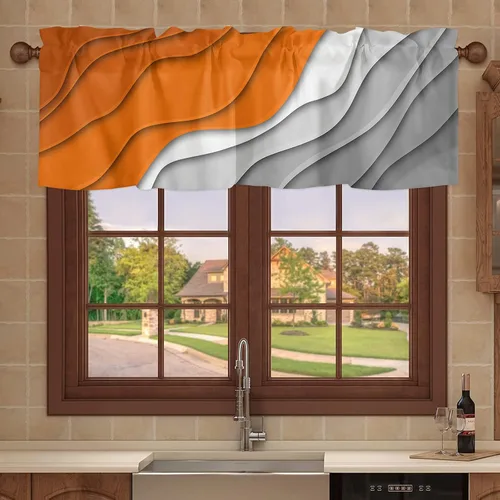 Miniatura 15 de Cortina de cenefas occidentales para cocina, cafetería, campo de granja, estrella de hierro sobre tablero de madera, cenefa de ventana, 1 panel