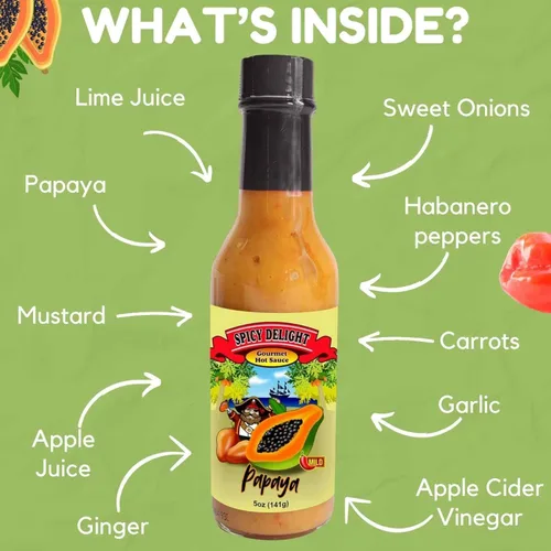 Miniatura 5 de Spicy Delight - Mejor salsa picante de Flavor Pirate, salsa picante de Aruba hecha con pimienta habanero, papaya y especias, salsa picante de papaya
