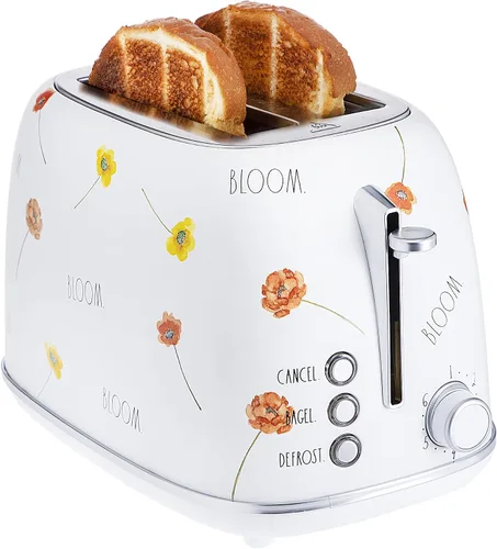 Miniatura 10 de Rae Dunn Tostadora de pan redondeado retro, tostadora de acero inoxidable de 2 rebanadas con bandeja extraíble para migas, ranura ancha con 6 Rubor
