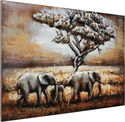 Miniatura 3 de Empire Art Direct Arte de pared de metal de elefantes, escultura de pared de hierro mezclado pintado a mano, decoración de pared 3D, listo