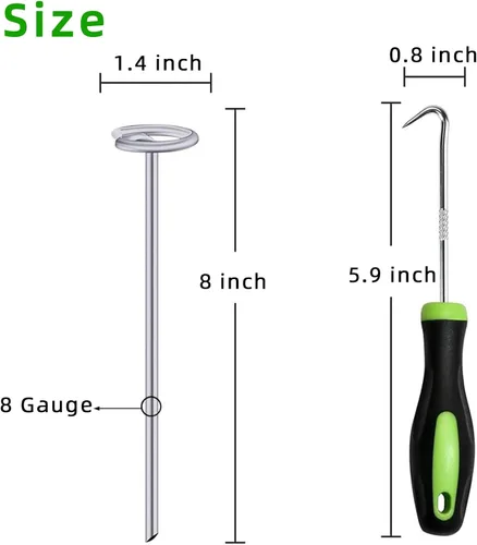Miniatura 2 de Grapas circulares de 8 pulgadas para paisaje, 100 estacas de acero galvanizado de calibre 8 resistentes para jardinería al aire libre, barrera