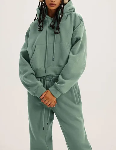 Miniatura 92 de Kissonic Conjunto deportivo de forro polar para mujer, 2 piezas, sudadera con capucha y pantalones deportivos