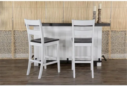 Miniatura 5 de Pemberly Row - Unidad de barra de madera estilo granja de 78" con pasamanos, estantes ajustables, estante para vinos removible, almacenamiento