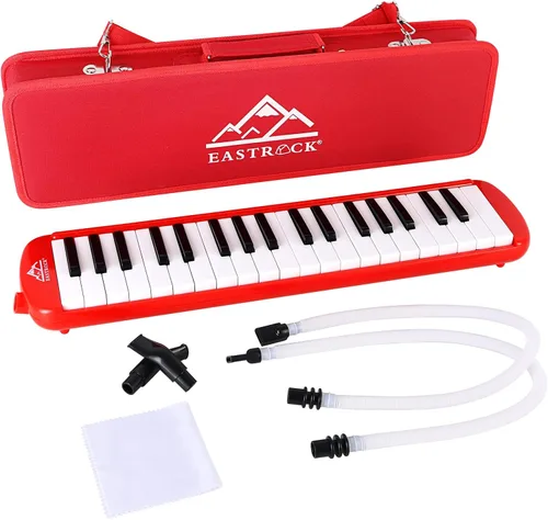 Miniatura 12 de EASTROCK Instrumento de Melodica de 32 Teclas, Piano de Teclado de Aire, Melodica Soprano con 2 Juegos de Boquillas y Tubos, Bolsa de Transporte