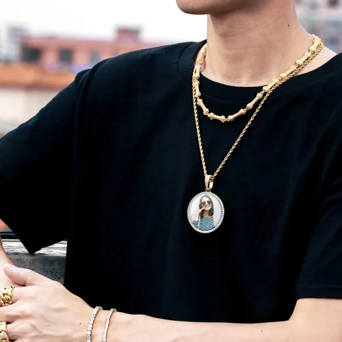 Miniatura 5 de TUHE - Dije de 18 quilates y brillantes personalizable para fotografía y recuerdo dije estilo Hip-Hop para hombre y mujer cadena TenisLazo Cubana
