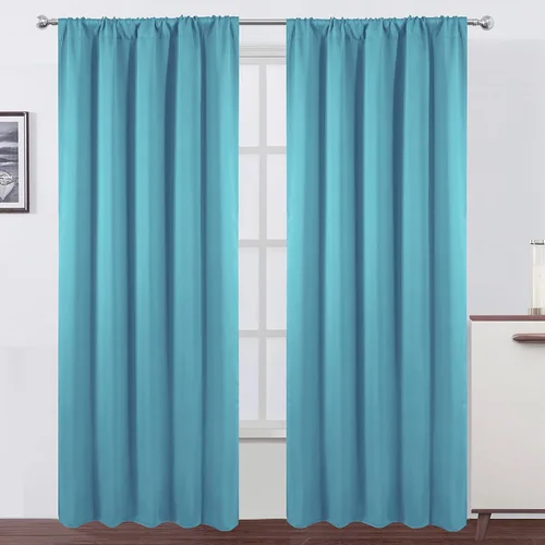 Miniatura 90 de LEMOMO Cortinas opacas negras para cocina, 42 x 45 pulgadas, juego de 2 paneles de cortinas opacas con bolsillo para cortinero para ventana pequeña