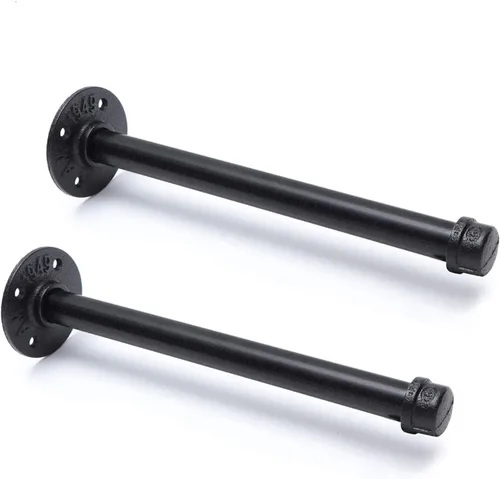 Miniatura 12 de Soportes industriales de tubo de hierro negro de 3/4 pulgadas, soportes rústicos para colgar en la pared, soportes de tubería personalizados