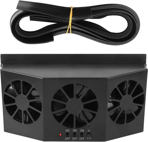 Tiiyee Ventilador de ventilación de automóvil, enfriador portátil con energía solar, ventilador de ventana, ventilador de escape de automóvil,